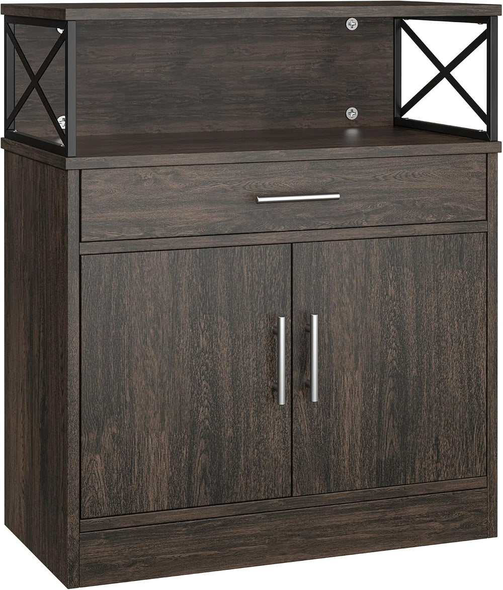 Shintenchi Kitchen Storage Cabinet with Adjustable Shelves and Drawers, Moder...