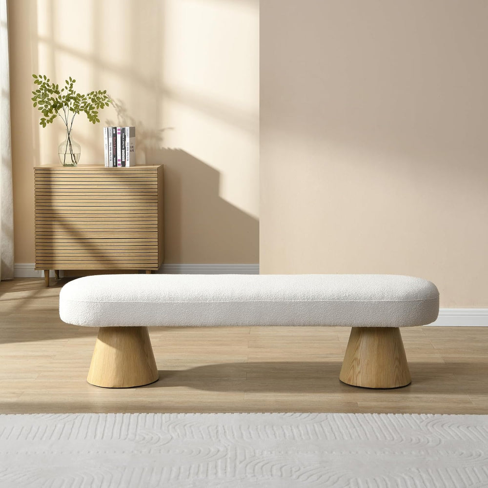 Christopher Knight Home Manila 64" Oval Dining Bench, Boucle Ottoman Ben...