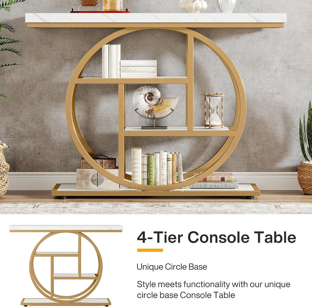 Tribesigns 41.3" Console Table, Industrial 4-Tier Sofa Entryway Table wi...