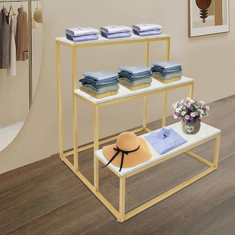 Metal Shoe Handbag Display Stand, 3 Tier Retail Riser Nesting Display Stand,H...