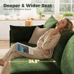 102.6" L Shaped Modular Sectional Sofa with Washable Chenille Cover, 4 Seater Deep Seat Couch with Storage Ottoman & Reversible Chaise for Living Room, Pet-Friendly, Green