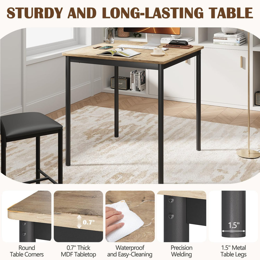 EROMMY Dining Table Set for 4, Modern Kitchen Table and Chairs with PU Leathe...