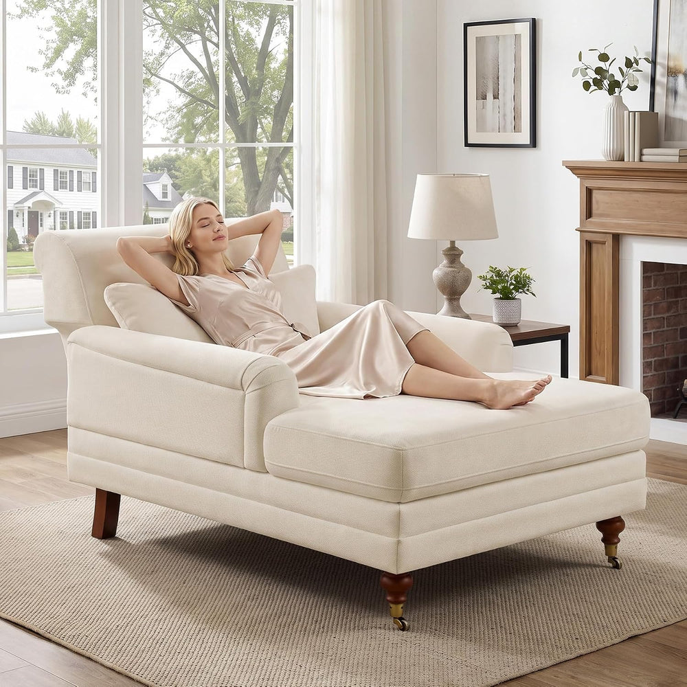 VANOMi 59.45'' Chaise Lounge Chair with Adjustable Backrest, Chenille...