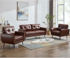 TYBOATLE Sofa Couch 61" Small Loveseat Couches for Living Room Leather Couch Mid Century Modern Tufted Mini Sofa Comfy Office 2 Seat Settee Love Seat Loveseat for Small Spaces Bedroom (3, Brown)