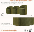 Upholstered Dining Chairs with Casters, No Assembly Rolling Modern Dining Room Chairs with Hidden Storage & Barrel Backrest, Accent Chair for Bedroom, Living Room, Dressing, Green, Set of 4