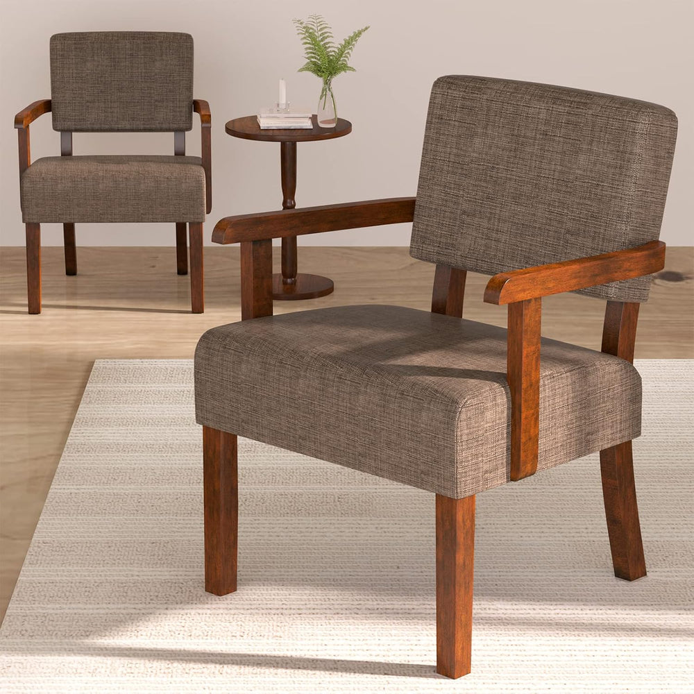 FAGAGA Accent Chairs Set of 2, 2 Solid Wood Armchairs with Side Table | Livin...