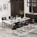Dining Chairs Set of 6, 18 Inch Kitchen Chairs with Back, Faux Leather Armless Dining Room Chairs with Metal Legs for Home, Bistro Coffee Shops (Black)