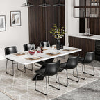 Dining Chairs Set of 6, 18 Inch Kitchen Chairs with Back, Faux Leather Armless Dining Room Chairs with Metal Legs for Home, Bistro Coffee Shops (Black)