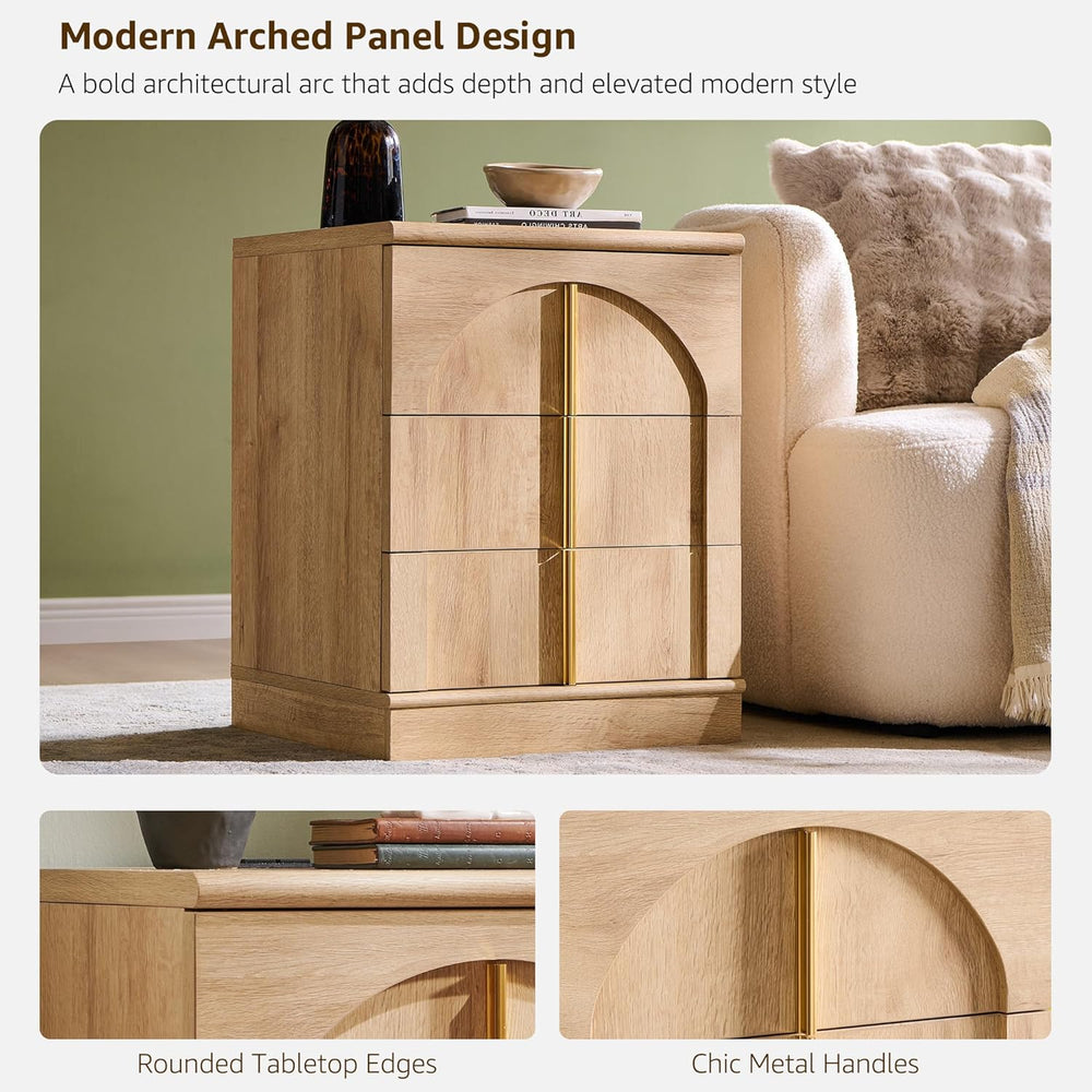 ACCOHOHO Modern Night Stand Set 2 with Arched Panel, 18" Nightstand with...