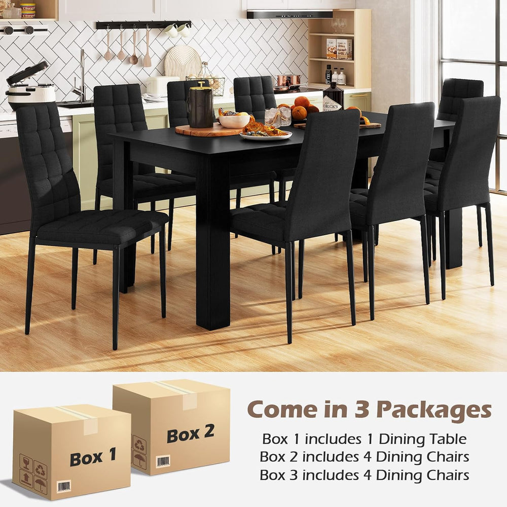 GIANTEX 9-Pieces Dining Table Set for 8, 63" Table, Padded Seat & Ba...
