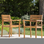 Merax Acacia Wood Dining Chairs Set of 2,Stamford Outdoor Acacia Wood Dining Chairs for Kitchen, Living Room,Outdoor,Teak
