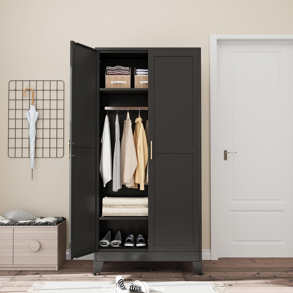 Ckzbx 71" H Metal Armoire Wardrobe Closet, Adjustable Shelve, Clothes Dr...