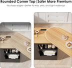 66'' Rolling Kitchen Island with 360° Swivel Tabletop Mobile Kitchen Island with Power Outlet Rotating Kitchen Islands with Storage Cabinets Wood Kitchen Island Table for Kitchen, Bar, Dining Room