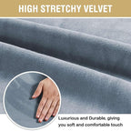 H.VERSAILTEX Velvet Dining Chair Covers Stretch Chair Covers for Dining Room Set of 4 Parson Chair Slipcovers Chair Protectors Covers Dining, Soft Thick Solid Velvet Fabric Washable, Stone Blue