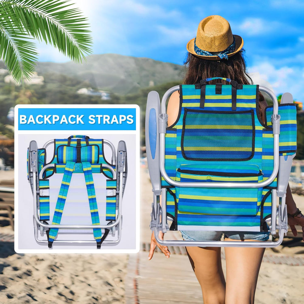 2 Pack Lightweight Portable Camping Beach Chair for Adults, Outdoor Lay Flat ...