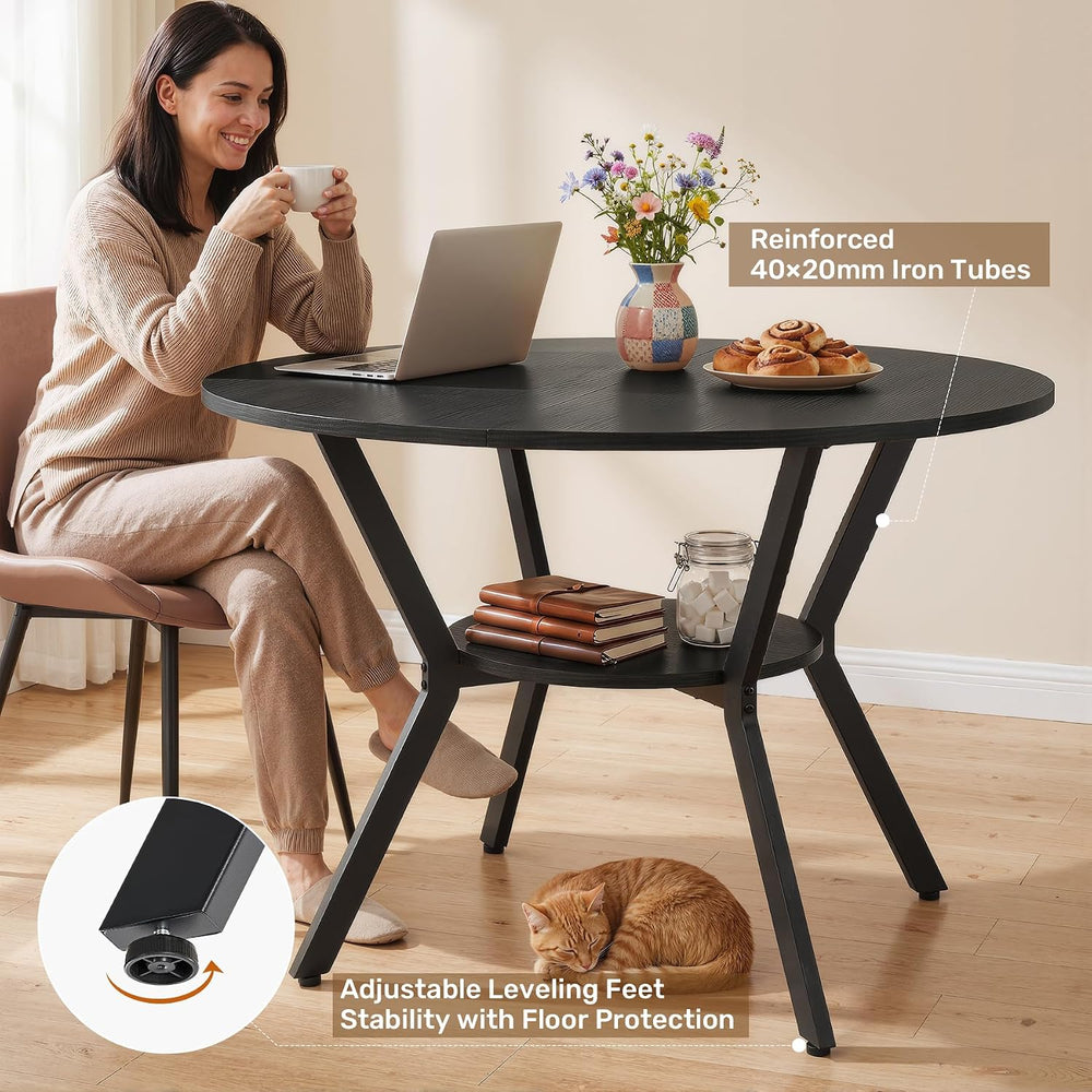 Miereirl 42.13" 5-Piece Round Dining Table Set for 4, Kitchen Table Set ...