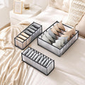 3 Pack Underwear Drawer Organizer - Foldable Fabric Storage Bins for Dresser & Closet, Sock and Bra Dividers, 3 Sizes for Bedroom Organization (Gray）