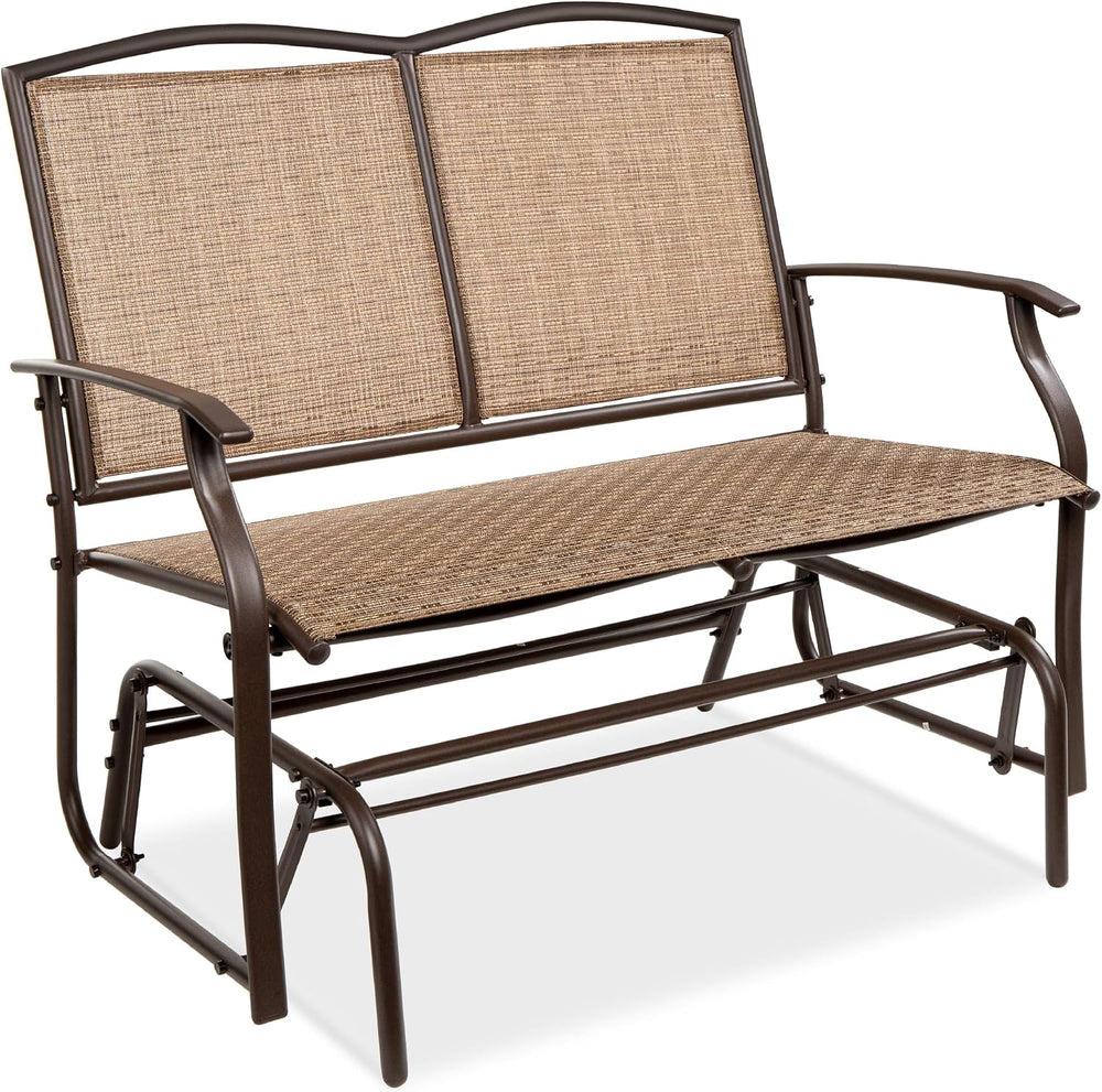 Best Choice Products 2-Person Outdoor Patio Swing Glider Steel Bench Loveseat...