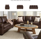 Signature Design by Ashley Colleton Classic Leather Match Sofa with Nailheads, Dark Brown