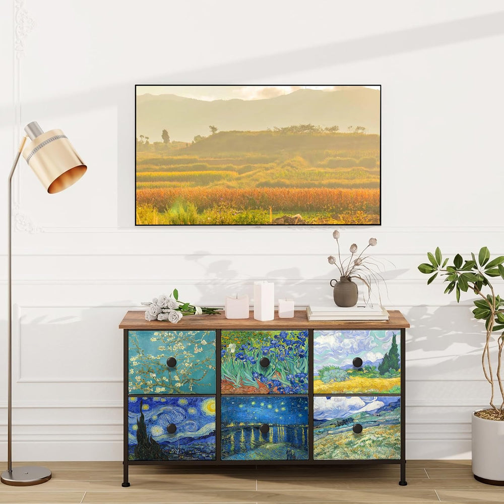 EXOTICA 6 Drawer Dresser for Bedroom Van Gogh Chest of Drawers Wide TV Stands...