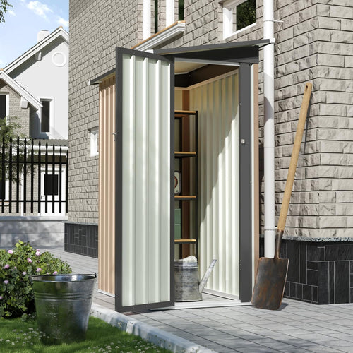 4 * 2 FT Metal Garden Storage Sheds for Patio Backyard Tools House Storage Waterproof Garden Tool Storage Sheds (Side-Opening Door)