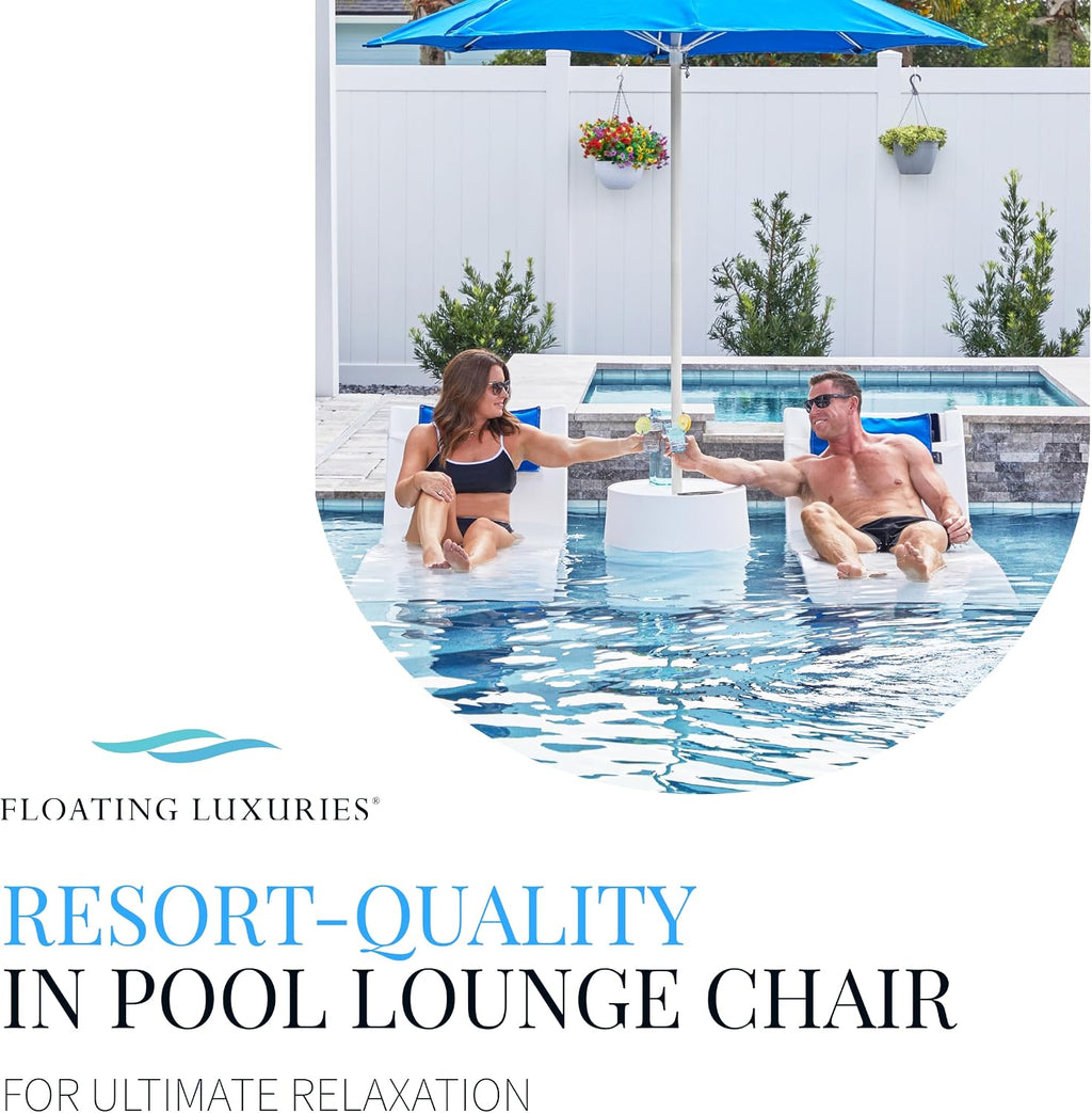 Kai Shelf Pool Lounger, Arctic White, Single | For Tanning Shelves Up to 9 in Deep | Built-In Cup and Phone Holder | UV20+ Rated Material | Drain Port | 73.5 x 26.5 Inches