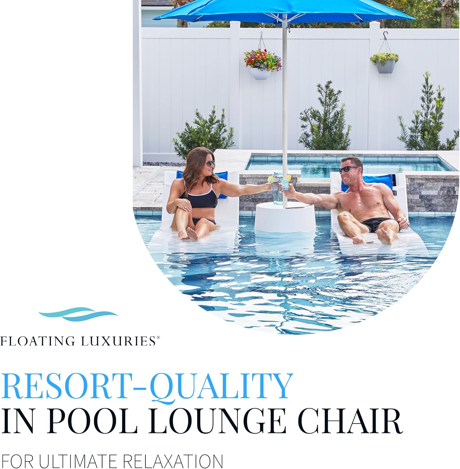 Kai Shelf Pool Lounger, Arctic White, Single | For Tanning Shelves Up to 9 in Deep | Built-In Cup and Phone Holder | UV20+ Rated Material | Drain Port | 73.5 x 26.5 Inches