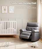 GarveeHome Oversized Rocker Swivel Recliner Chair - PU Leather Extra Wide Manual Recliner for Adults, Large Lazy Chair with 1.5X Sponge Comfort Arm and Back for Living Room, Bedroom
