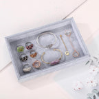 Mornajina 9" x 5.7" Velvet Jewelry Tray Jewelry Display Tray, Stackable Empty Plate Trays for Earrings Necklaces Bracelet Rings Display Showcase - Grey