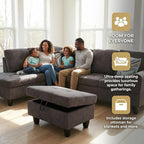 3-Piece L-Shaped Modular Leather Sofa – Convertible Sectional Couch with Movable Chaise & Storage Ottoman, Multi-Scene Use for Living Room, Apartment & Office, Dark Brown
