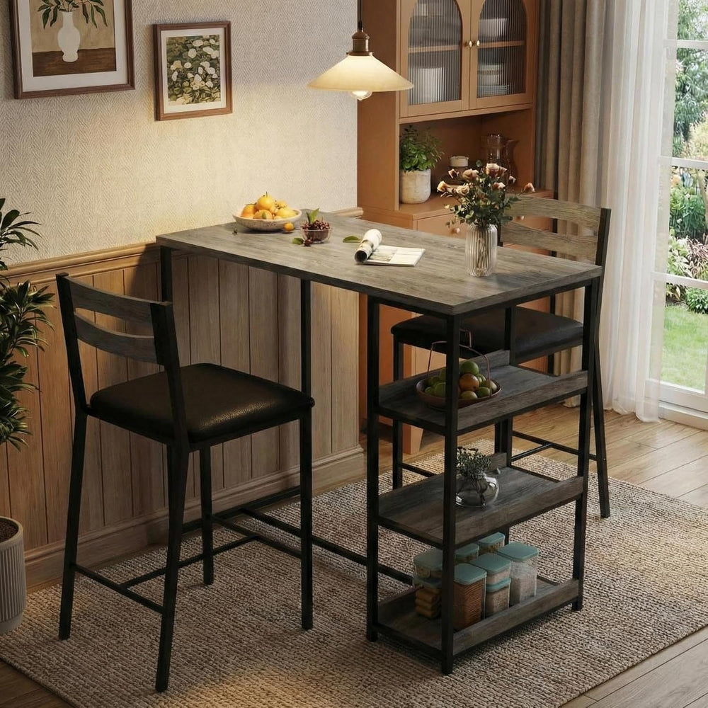 GarveeHome Dining Table Set for 2, Wood Table with Upholstered Chairs | Kitch...