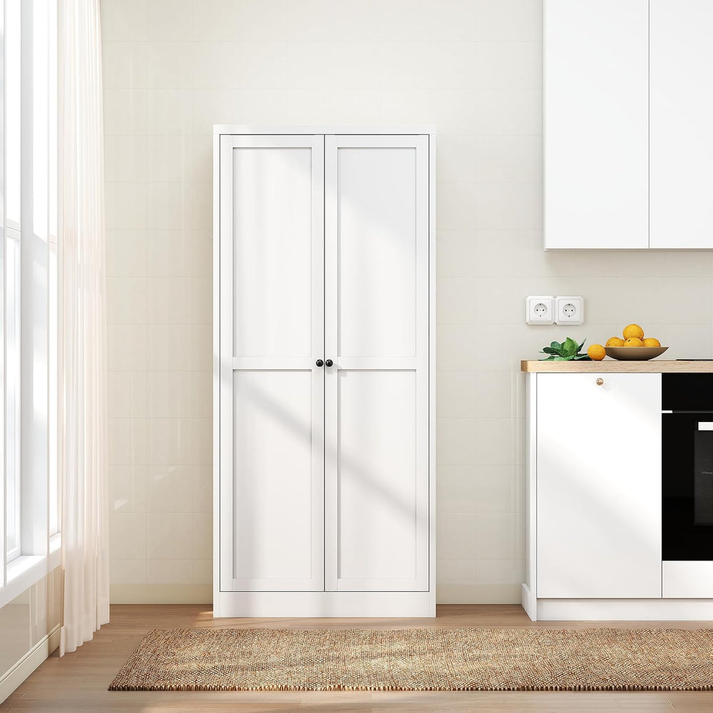 61" Tall Kitchen Pantry Cabinet, Metal Storage Cabinet with 2 Doors and ...