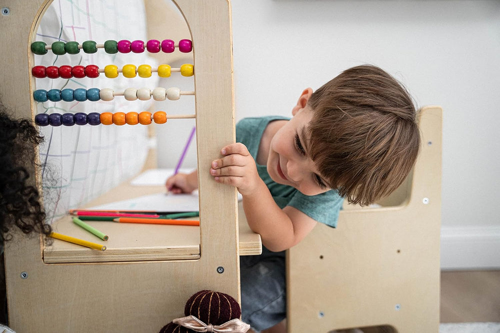 Avenlur Flair - 5 in 1 Indoor Playhouse with Desk Table, Chair, Chalkboard, F...