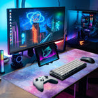 Galaxy Mouse Pad Large, Extended Gaming Desk Mat – 31.5 x 11.8 in – Watercolor Nebula Starry Sky Design, Stitched Edges, Non-Slip Base, Keyboard and Mouse Pad for Office & Home