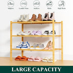 Smiry Shoe Rack, 3 Tier Thick Bamboo Shoe Organizer, Stackable Free Standing Wooden Shoe Storage Shelf for Closet, Entryway, Front Door Entrance, Natural