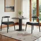 Farini Mid Century Modern Dining Chairs Set of 2, Solid Wood Frame Kitchen Chairs with PU Leather Upholstered Seat for Dining Room & Breakfast Nook,Black-Black
