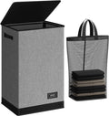 SOLEDI Laundry Hamper with Lid 90L Large & Tall Collapsible Laundry Basket, Clothes Hamper with Bag Removable Easy to Carry, Dirty Hampers for Bedroom, Bathroom, Dorm, College, Grey