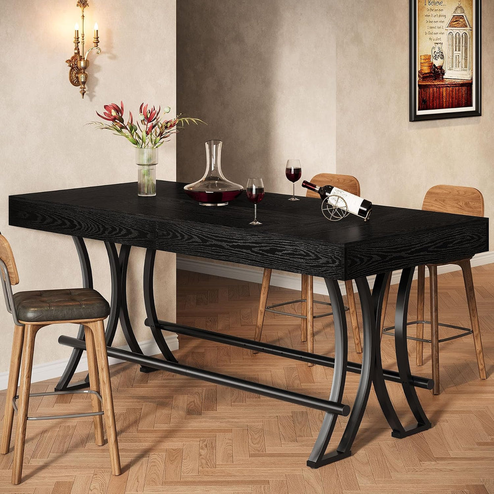 Tribesigns 63" Counter Height Bar Table with Metal Footrest, Rectangular...