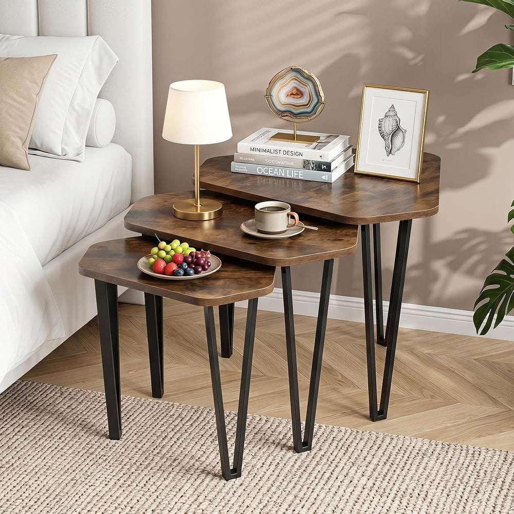GIANTEX Nesting Coffee Tables Set of 3, Stacking End Tables for Living Room |...