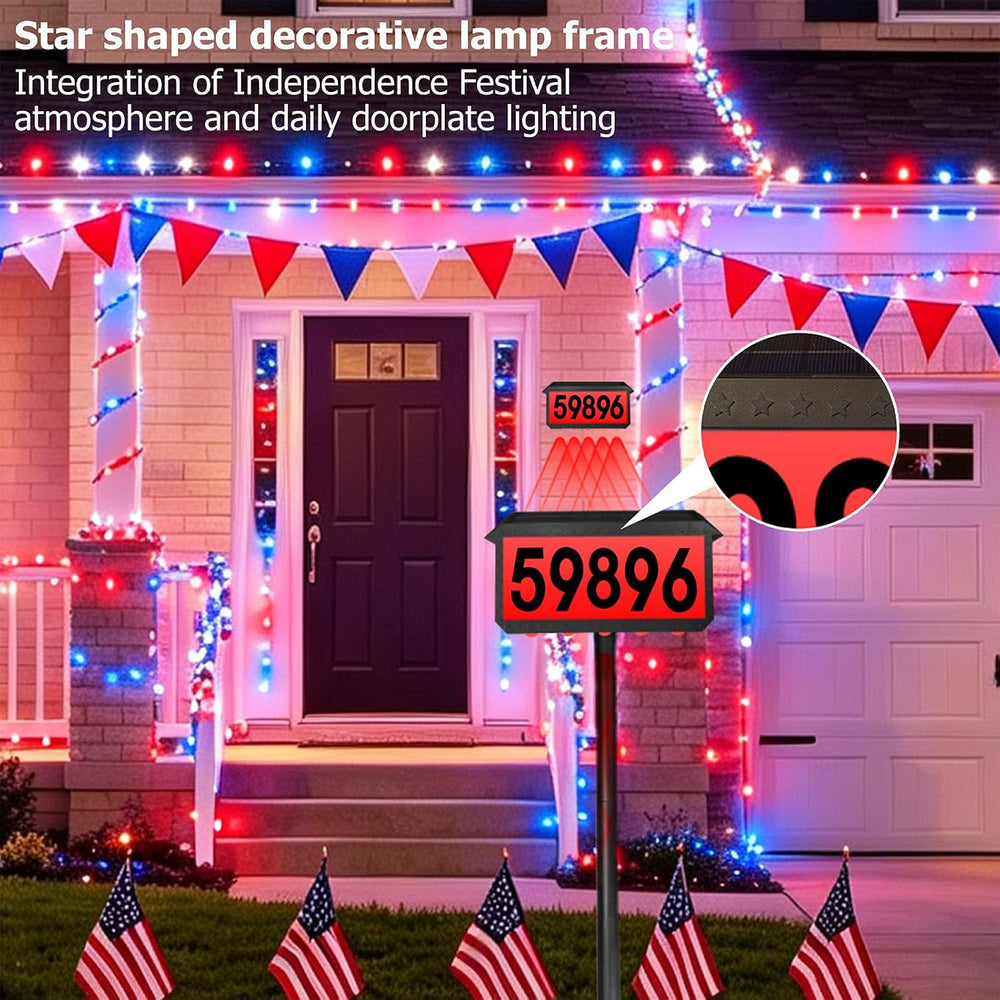 Solar Address Sign with Remote Control, 11 Lighting Colors, IP65 Waterproof