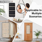 Dynoro Double-Sided Hanging Jewelry Organizer, Large Black Storage Roll for Earrings, Necklaces, Rings, 48 Pockets 21 Hooks, Durable Oxford Fabric for Closet, Wall, Door, 1 piece, Jewelry Not Included