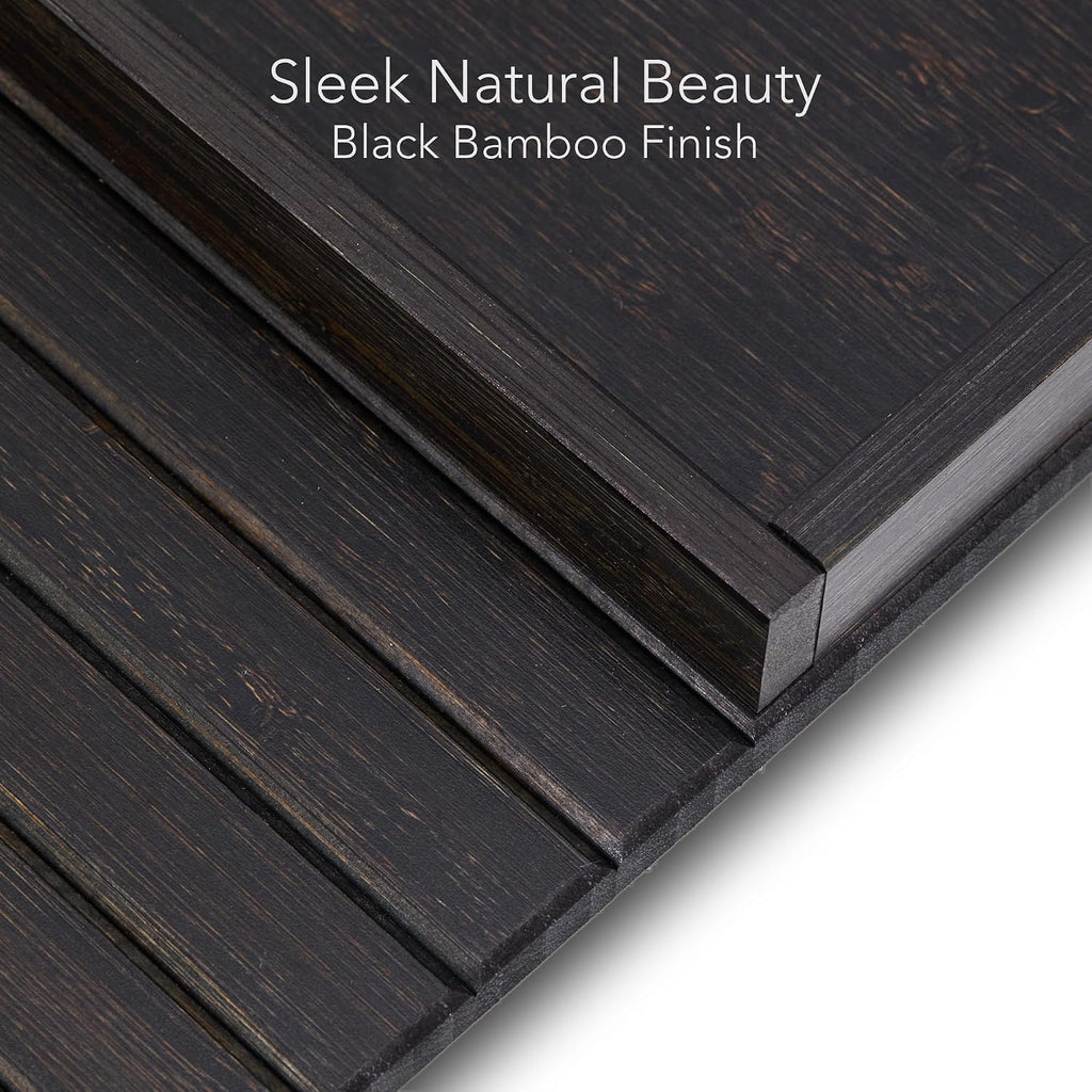 DETOR Sofa Arm Tray with Spacious 12.4" x 5.4" Storage Box, Ebony Bamboo Finish, Enhanced Non-Slip Felt Bottom, Sturdy Bamboo Slats, Fits Armrests 6" and Wider