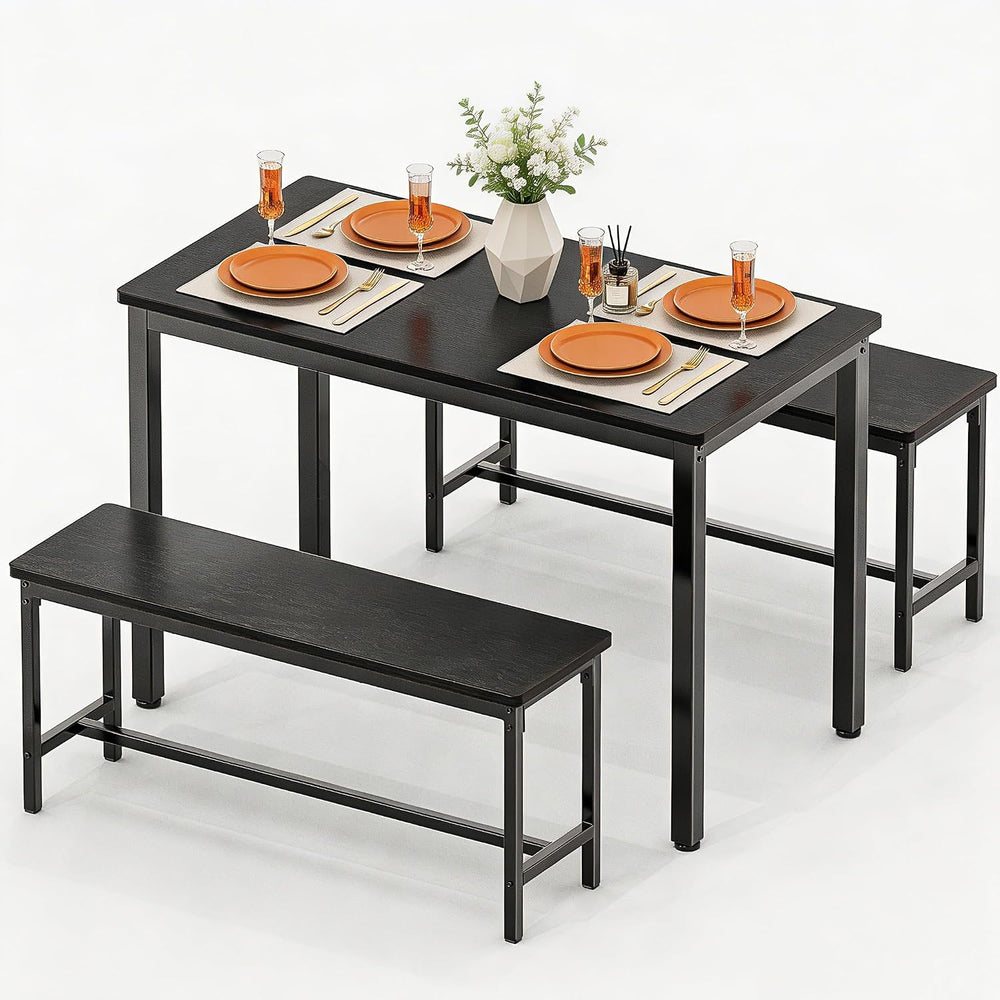 Dining Table Set for 4, 3 Piece Dining Room Table Set for Space-Saving, Moder...