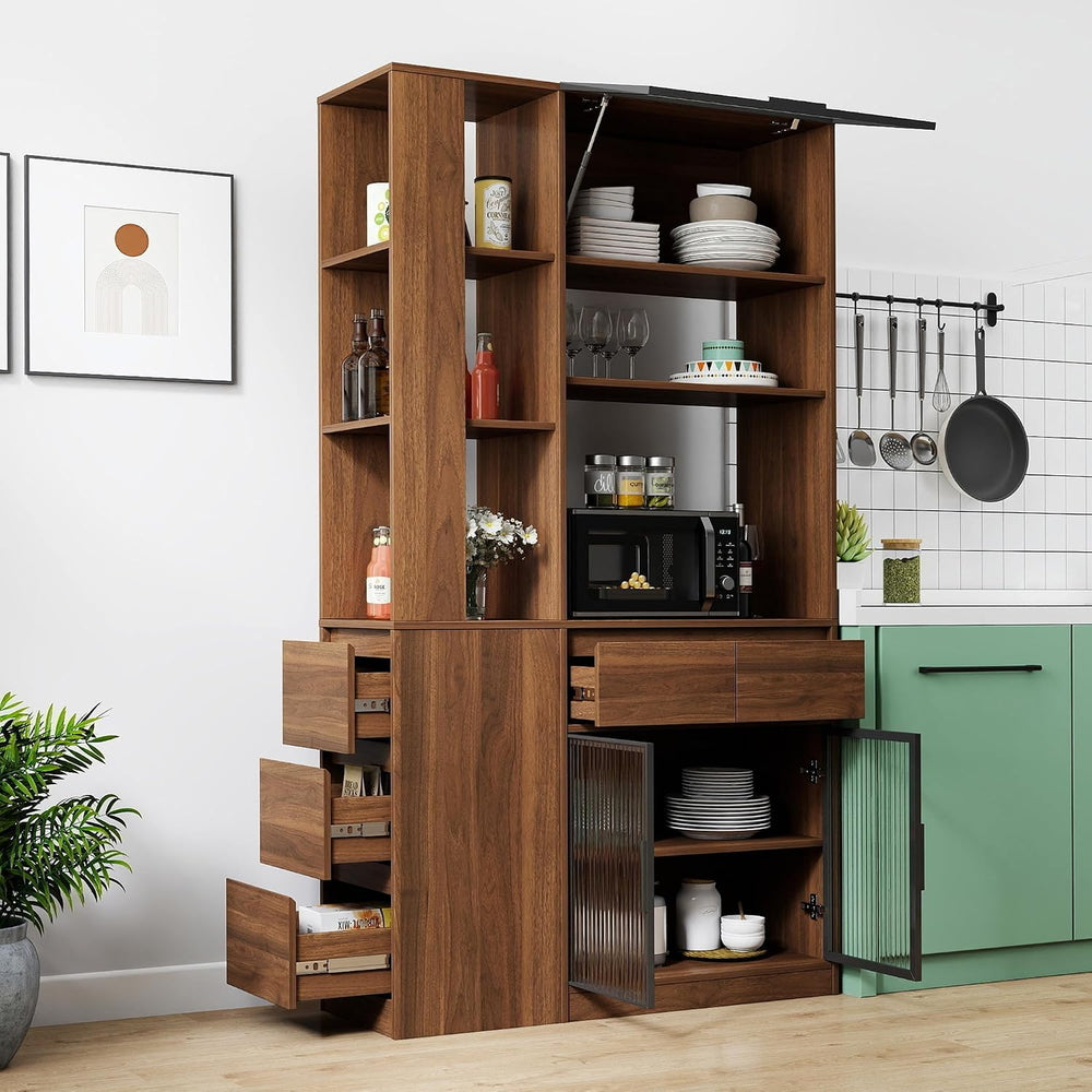70.87" Tall Kitchen Pantry Cabinet with Multi-Tier Storage, Freestanding...