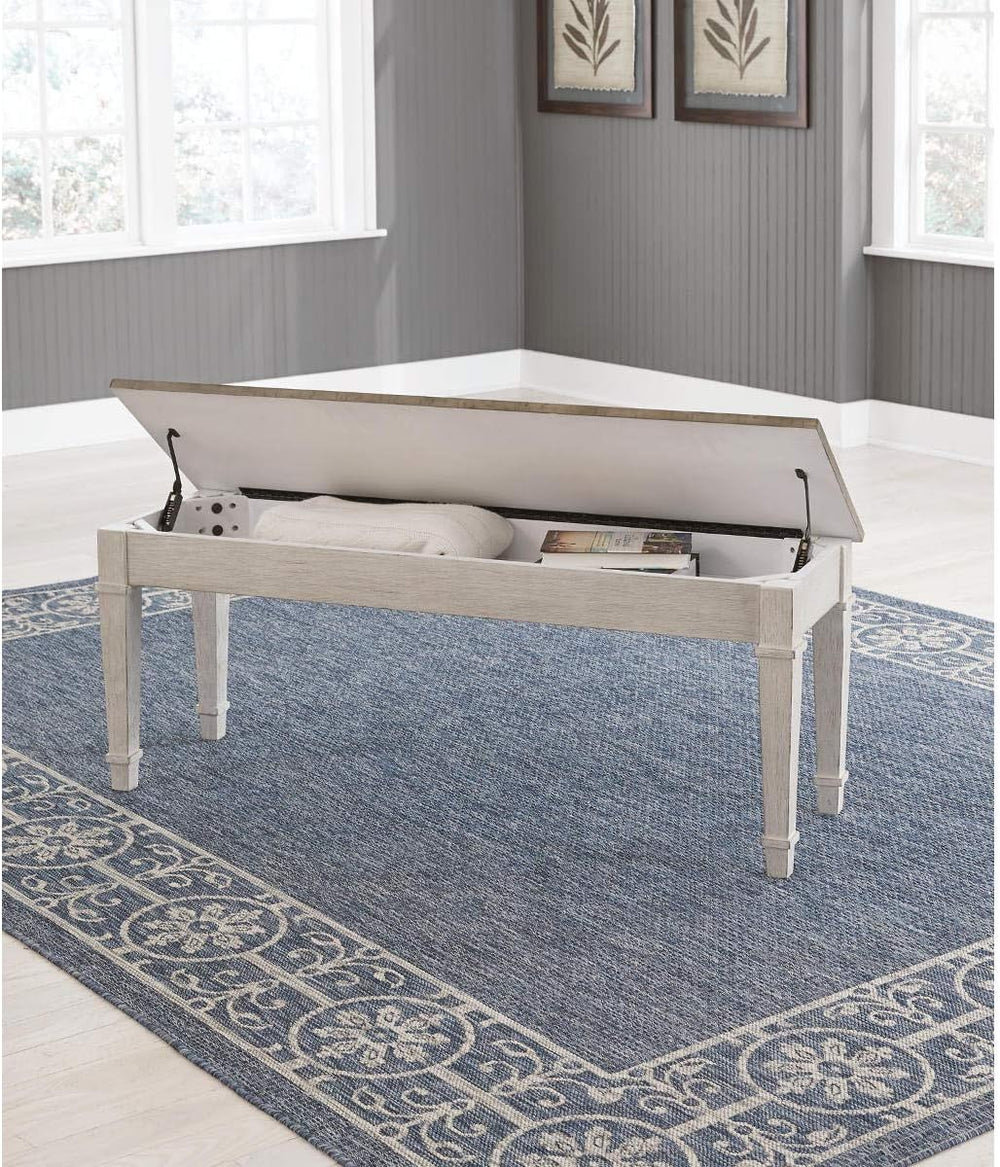 Signature Design by Ashley Skempton Farmhouse Storage Bench, Distressed Finis...