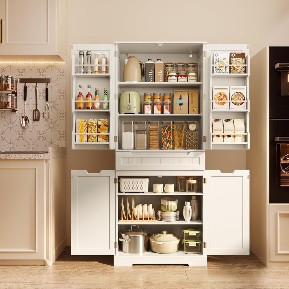 Gizoon Tall Kitchen Pantry Cabinet with Doors and Adjustable Shelves, White |...