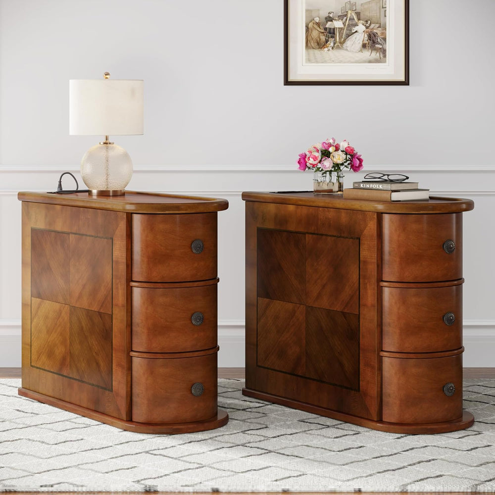 Solid Wood End Table with Charging Station, No Assembly Required Narrow Sofa ...