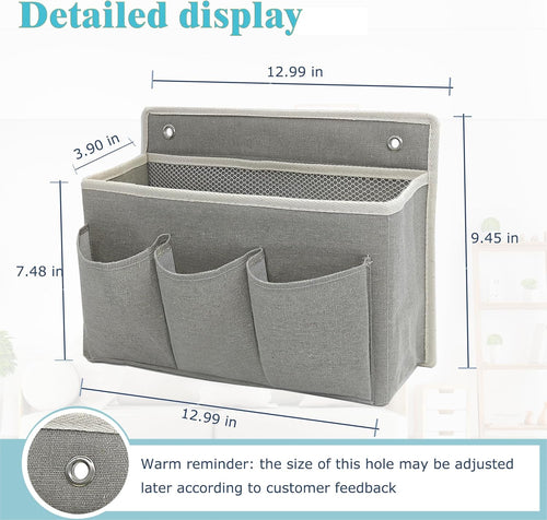 2-Pack Wall Hanging Organizer Bag/Hanging Baskets with Large Mesh Compartment & 3 Pockets，Over the Door Organizer Space Saving Storage for Bedroom,RV Camper, Closet (Gray -2 Pack)