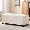Living&Giving Storage Ottoman Bench for Bedroom, 47.2", Ivory | 47.2-inch storage ottoman with safety hinge, tufted upholstered seat and spacious hidden storage for everyday organization.