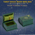 Vintage Magic Book-Shaped Ring Box Starry Sky Pattern PU Leather with Magnetic Closure for Proposal Engagement Gift (Green)